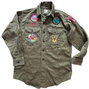 Boy Scouts of America Sanforized Shirt Vintage Patched Explorer BSA Uniform